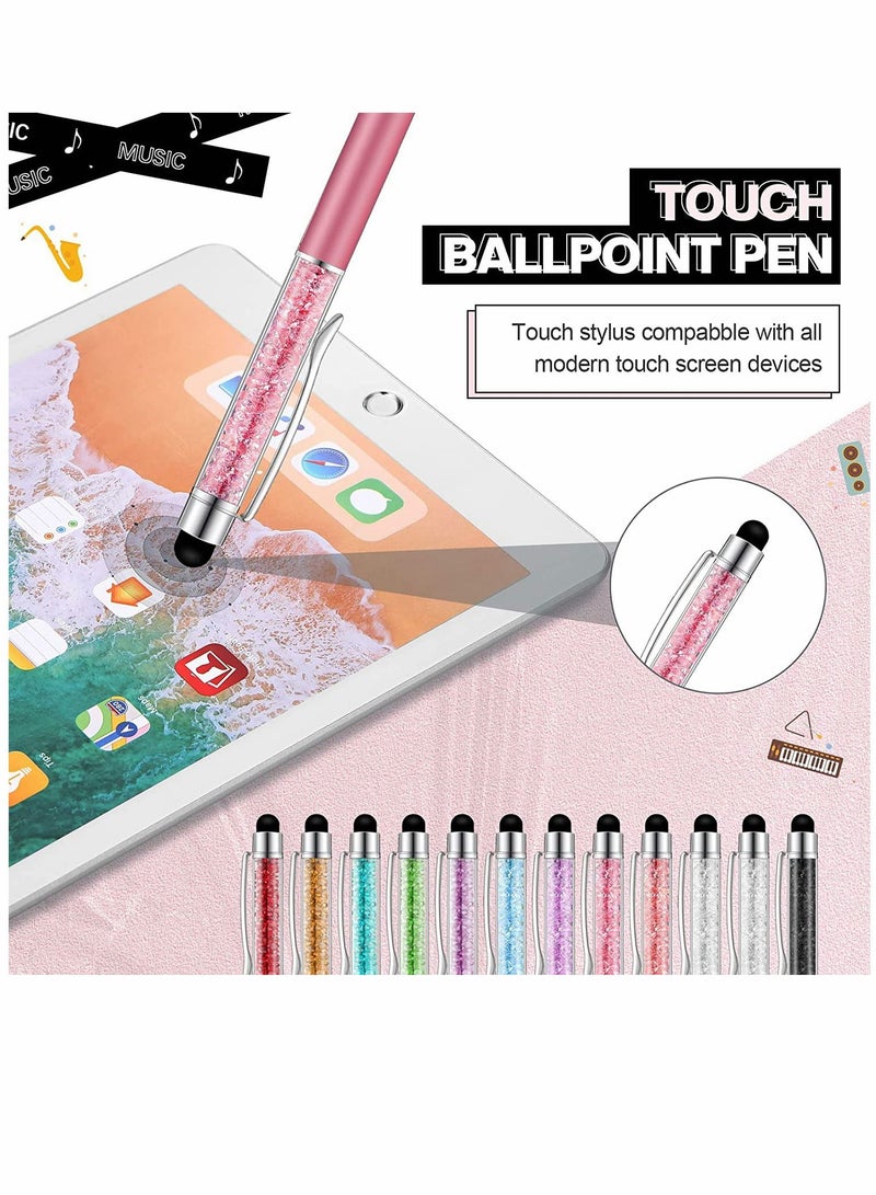 Ballpoint Pens, Advertising Pen, Rhinestone Capacitive Touch Screen Pen, Ballpoint Pens, for Office Pen Ballpoint Pen, Crystal Pens, Screen Touch Stylus Pen, for Colleague Co-worker, 12 Pieces - Image 3